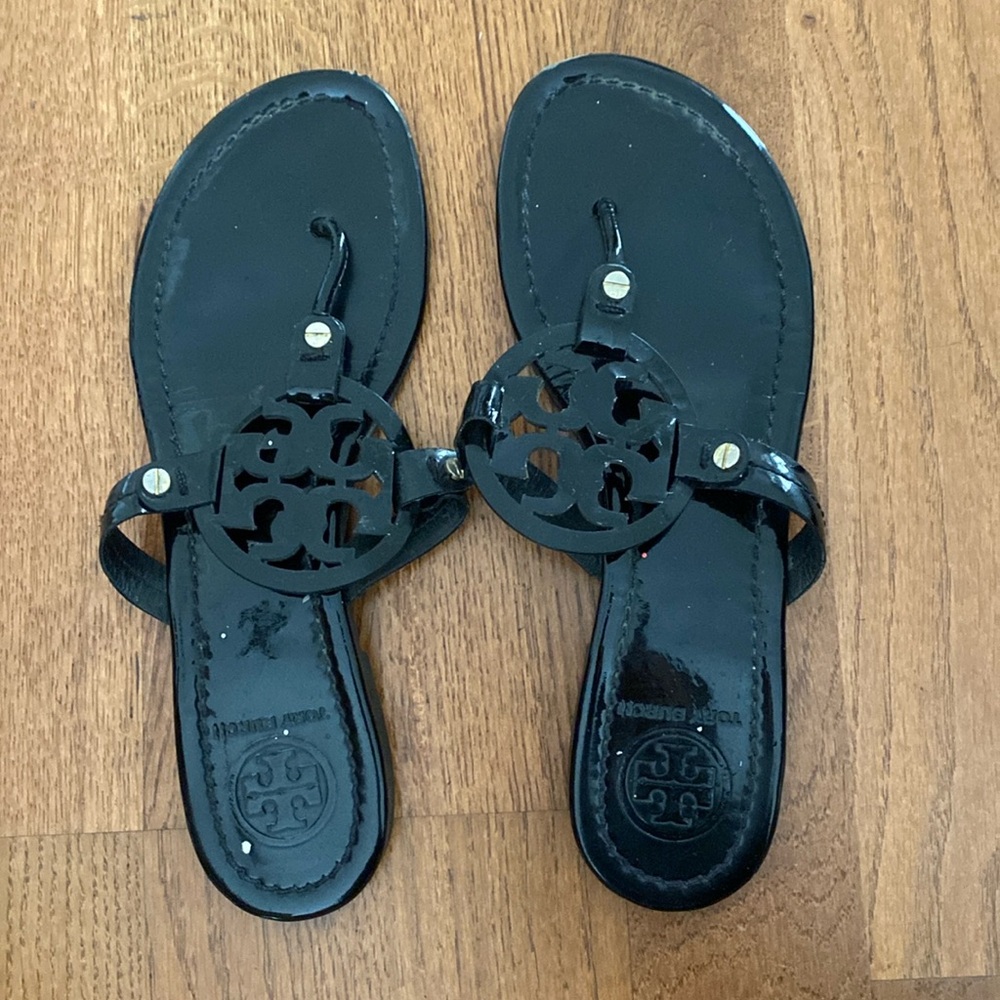 Tory Burch patent leather slides